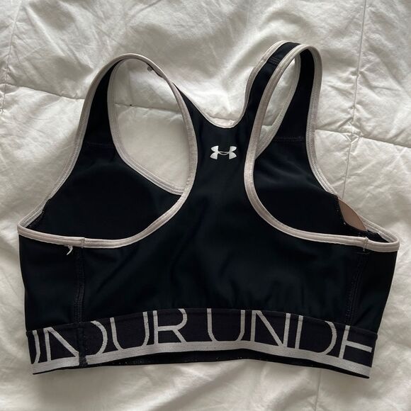 Under Armour Women's HeatGear Sports Bra (Black / White) Size XS/S - Picture 2 of 6
